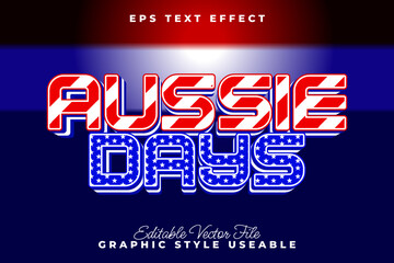 Aussie Days Bold Text Effect with Patriotic Red, White, and Blue for Celebrations
