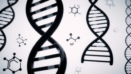Scientific and genetic research icons showcasing DNA double helix silhouettes in various styles