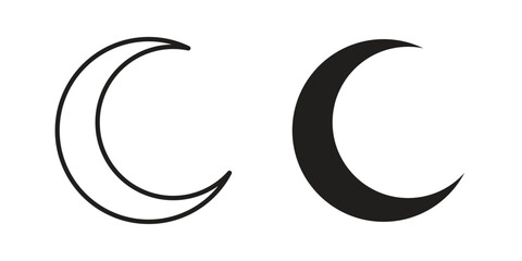Moon icon symbol in filled and line style. Vector icon collection © Recoonde