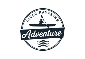 Thrilling River Kayaking Adventure Badge Design for Outdoor Water Sport Enthusiasts