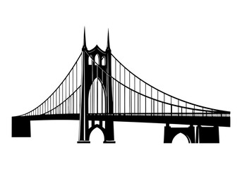 Graceful suspension bridge silhouette illustration, showcasing elegant architectural design and engineering marvel