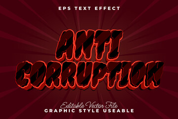 Anti Corruption editable vector text effect for impactful graphic design projects and urgent social awareness campaigns