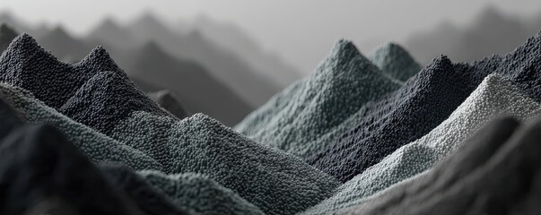 Close-up of a black and white mountain landscape with textured ridges
