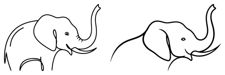 Two Elephants Continuous Line Banner