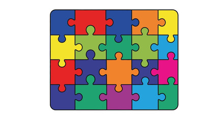 A completed jigsaw puzzle displaying a vibrant rainbow color scheme