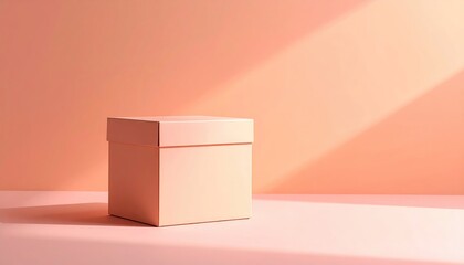 Peach-hued box in sunlit scene
