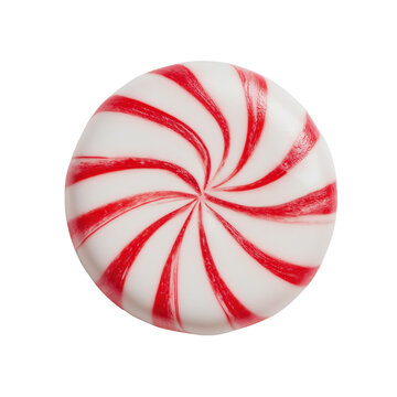 Peppermint hard candy with red swirl design