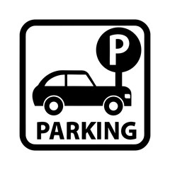 Car Parking Sign Vector Icon on White Background.