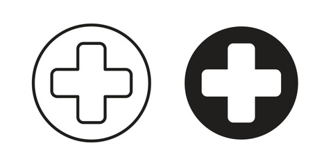 Obraz premium Plus icon symbol in filled and line style. Vector icon collection