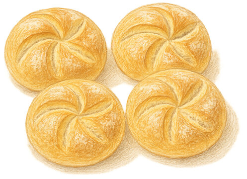 German Bread Roll &ndash; Br&ouml;tchen Illustration