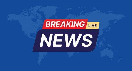 Fototapeta premium Breaking News Live Broadcast Banner with World Map Background
