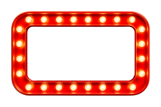 Classic Theater Lighted Frame Isolated on a Transparent Background - Powered by Adobe