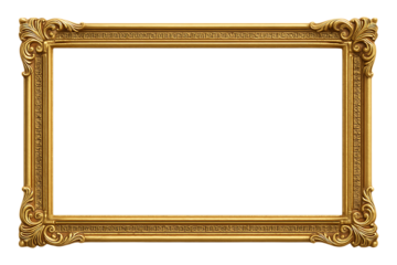 Ornate Vintage Gold Frame Isolated on a Transparent Background