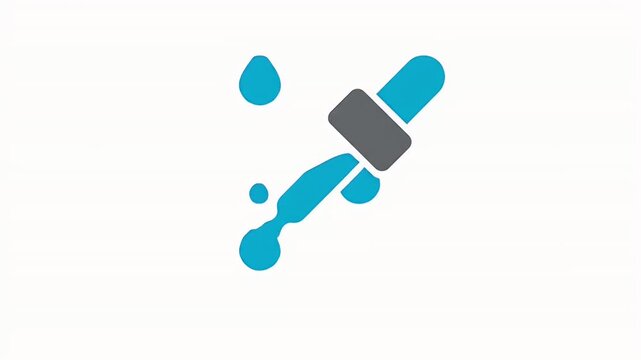 Stylized eyedropper icon with liquid drops isolated on a white background