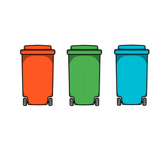 Colorful Recycling Bins Illustration of Waste Management and Eco-Friendly Practices for Sustainable Living and a Clean Environment