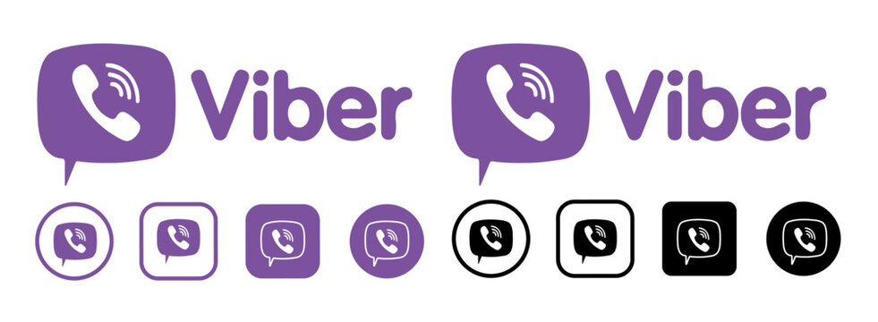 Viber logo icon vector set 2025. Square, Round, Circle, outline styles