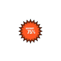 Special offer discount with percentage off. 75 percent off price tag for cheap purchases, isolated vector illustration on a white background.