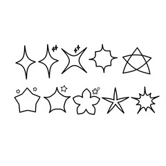 Sparkling vector icon set. Sparkling symbol illustrations. Star sign collection.
