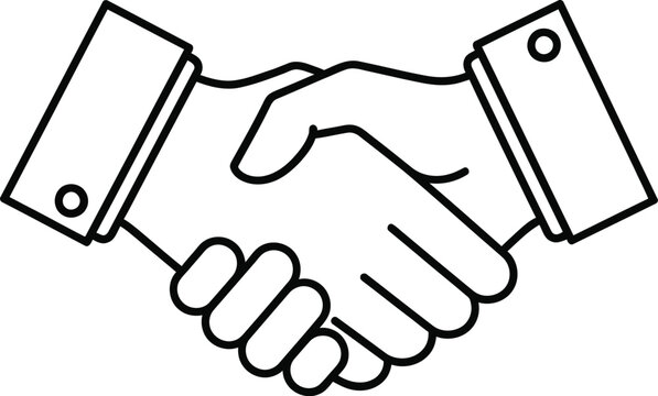 Minimalist line art illustration of a handshake symbolizing business agreement