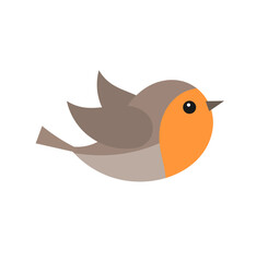 Robin bird flying. Cute bird illustration. Vector design element.