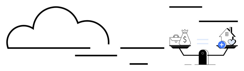 Cloud technology. cloud technology balancing financial considerations and personal values. Cloud technology supports financial management and personal well-being. For business, technology, finance