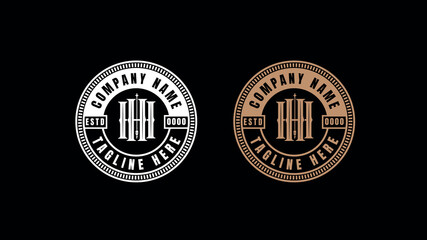 Vintage oval logo design with monogram and decorative border