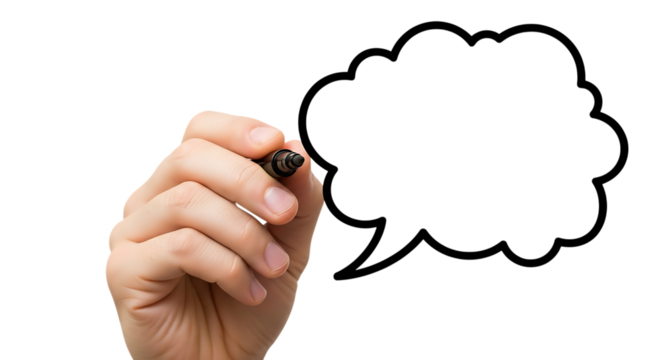 Hand drawing speech bubble isolated on transparent background