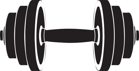 Black and white dumbbell illustration for fitness and exercise related concepts