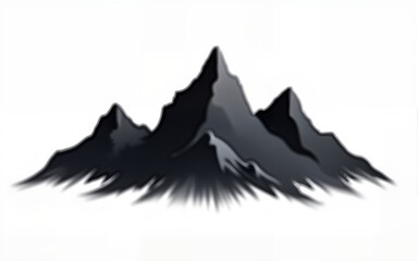 Minimalistic black mountains on transparent background PNG. Mountain logo. Painted mountain peaks, clipart. Illustration of mountain for applying on hiking equipment for mountaineers. High quality