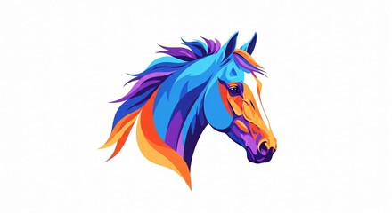 Vibrant Abstract Horse Head Illustration with Colorful Mane