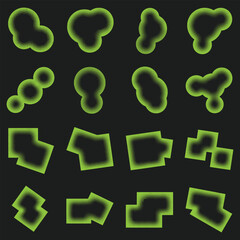 Neon Green Halftone Shape Set for Graphic Design