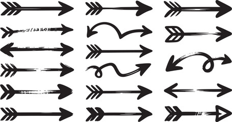 Collection of Hand Drawn Arrows Black and White Directional Elements