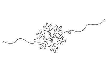 Snowflakes continuous one line drawing in minimalist outline style