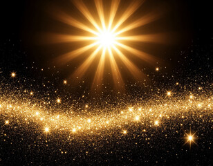  Sun rays shining through golden dust particles, perfect overlay for design projects