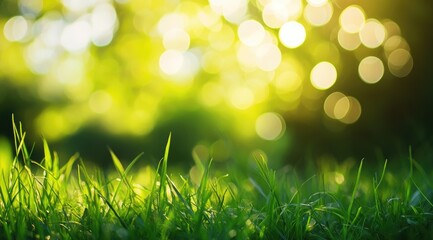 Obraz premium Lush green grass bathed in golden sunlight (2)