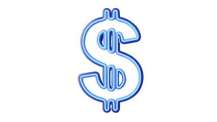 Dollar sign in blue neon isolated on transparent background isolated on transparent background