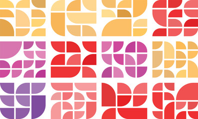 Quarter circle pie style bento grid elements for modern artwork