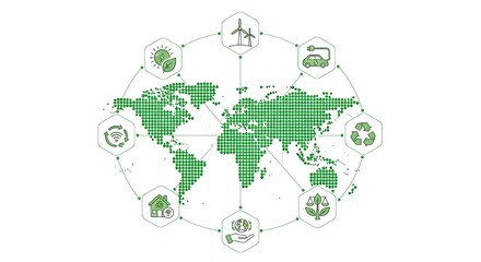 Green Business template and background for Global Sustainability concept, Vector illustration