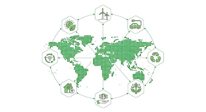 Green Business template and background for Global Sustainability concept, Vector illustration