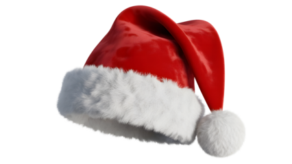Festive santa hat isolated on transparent background for christmas isolated on transparent background