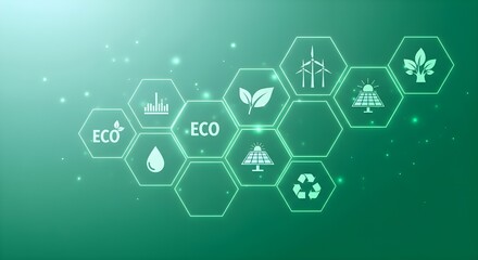 Green Business template and background for Sustainability concept with flat icons