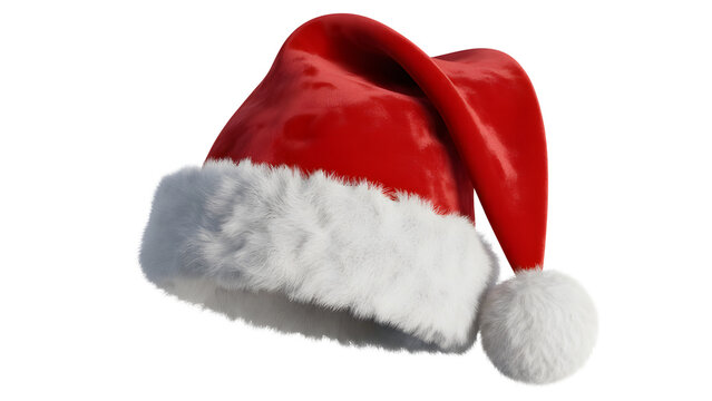 Festive santa hat isolated on transparent background for christmas isolated on transparent background