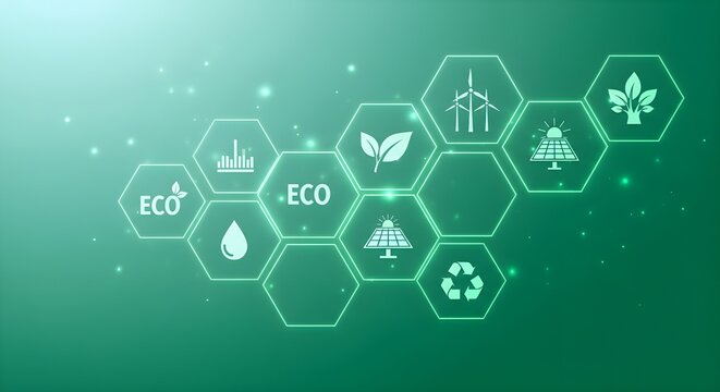 Green Business template and background for Sustainability concept with flat icons