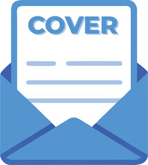 Simplified Cover Letter Icon with Minimal Text Lines Pulled from Envelope, Emphasizing Directness and Concise Professional Writing, Vector