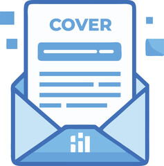 Digital Cover Letter and Envelope Icon with Embedded Bar Chart Element, Representing Data-Driven Job Seeking or Marketing Mail, Vector