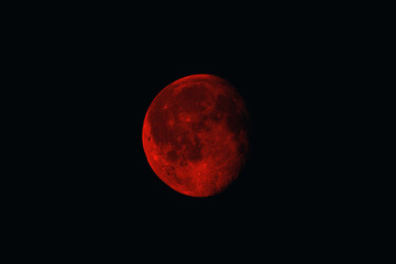 Witness the stunning blood moon lunar eclipse in the night sky, perfect for astrology, science, and dramatic space visuals in your creative projects