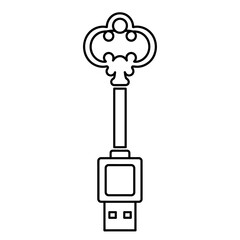 Antique key shaped usb flash drive icon