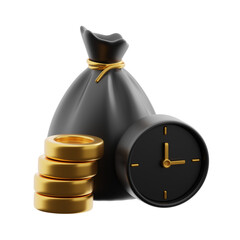 Coin with sack 3d illustration