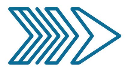 Blue forward arrows isolated on transparent background for navigation isolated on transparent background