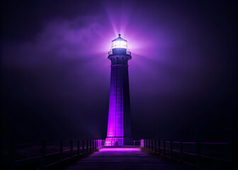Glowing purple light against black background creates mysterious and futuristic atmosphere